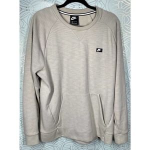 nike mens large pullover sweater beige Kangaroo Front Pocket Logo